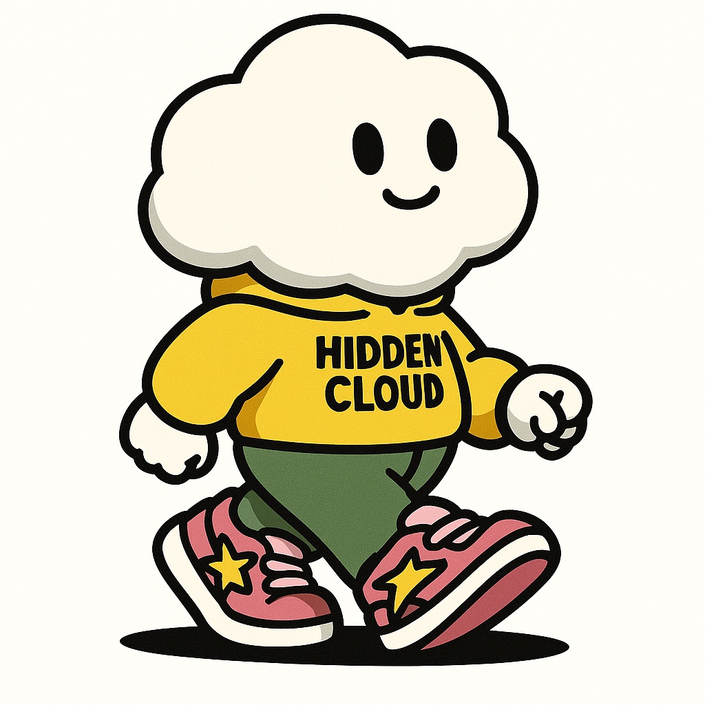 Kumo, a smiling cloud character in a yellow hoodie, green trousers, and pink shoes